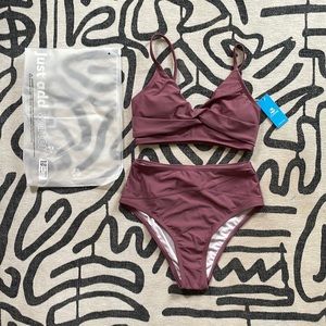 Twist-Front Bralette & Spliced High Waist Bikini